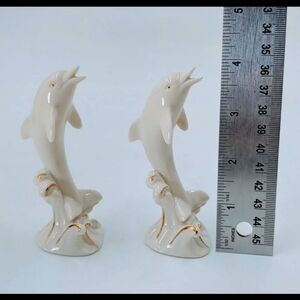 Vintage Lenox Porcelain Dolphin Figurine 4" Cream set of two